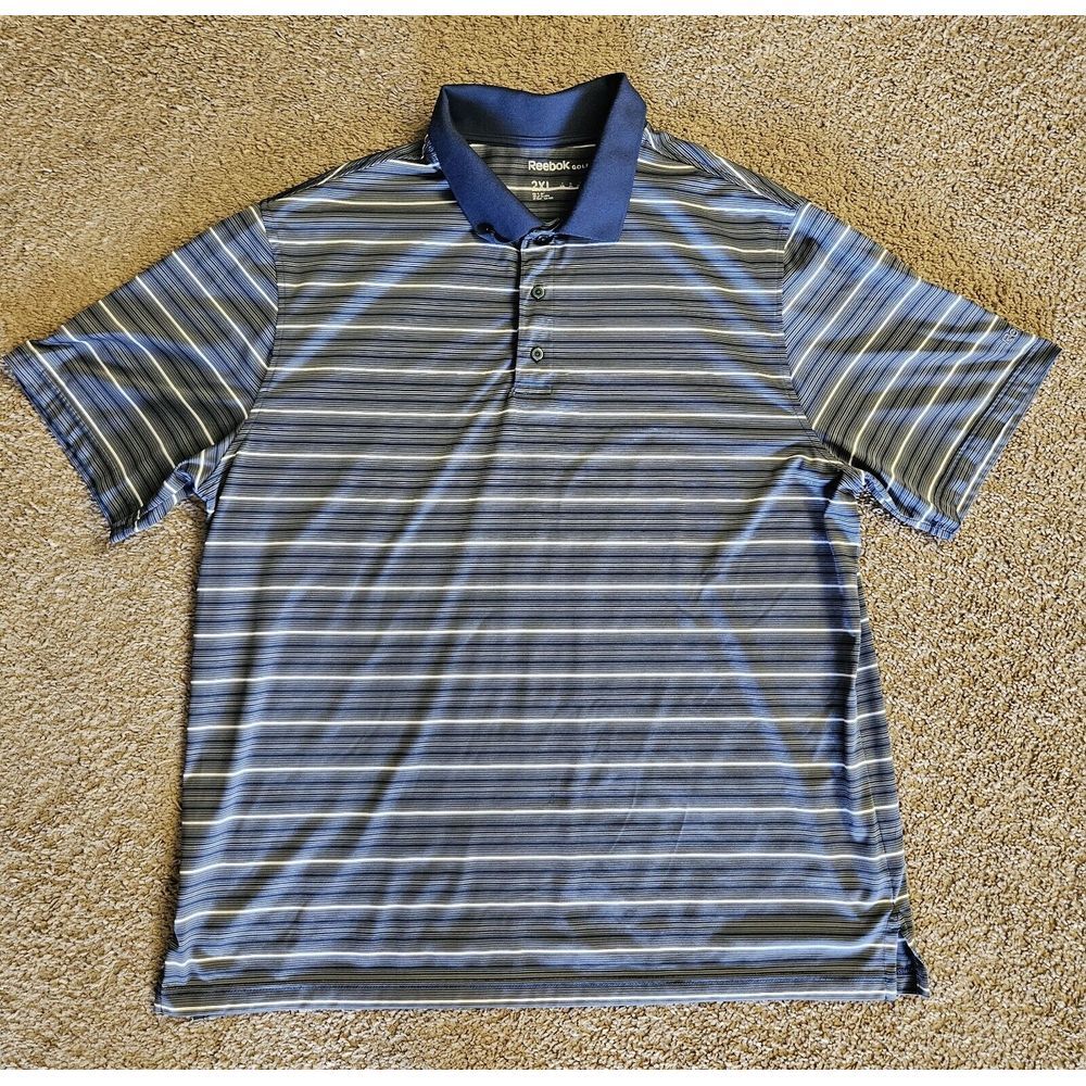 Reebok Golf Polo Shirt Mens 2XL Dry Fit Stretch Sleeve Logo Sleeve